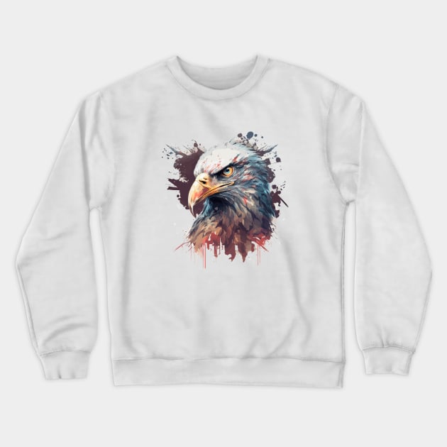 Eagle Portrait Animal Painting Wildlife Outdoors Adventure Crewneck Sweatshirt by Cubebox